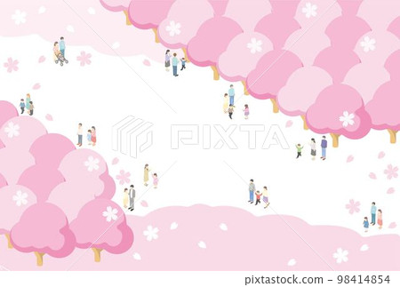 框架等距家庭家庭櫻花觀賞春天櫻花櫻花背景插圖素材 框架等距家庭家庭櫻花觀賞春天櫻花櫻花背景插圖素材 98414854