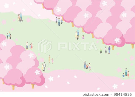 Frame isometric family family cherry blossom viewing spring sakura cherry blossom background illustration material Frame isometric family family cherry blossom viewing spring sakura cherry blossom background illustration material 98414856