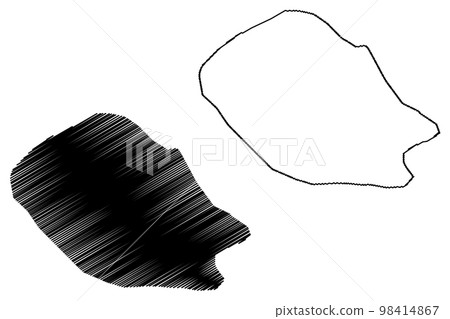 Fregate island (Republic of Seychelles, Indian Ocean, Inner Islands) map vector illustration, scribble sketch  map 98414867