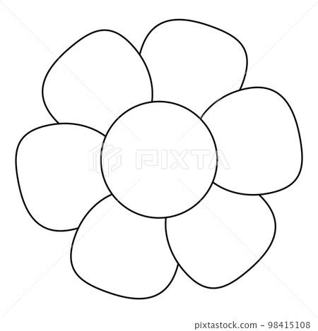 Black And White Single Isolated Flat Vector Flower. Icon Flower For Holiday, Design, India, Oriental and Arabic Ornament, Print, Web and App. 98415108