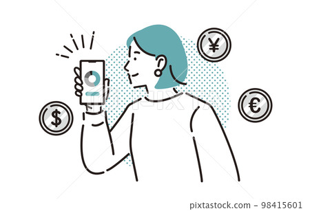 使用智能手機管理資產的女性 98415601