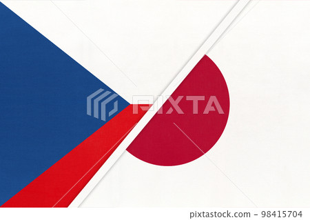 Czech Republic and Japan, symbol of country. Czechia vs Japanese national flags. 98415704