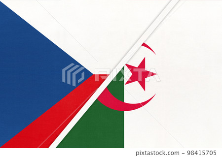 Czech Republic and Algeria symbol of country. Czechia vs Algerian national flags. 98415705