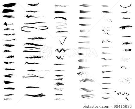 Collection of artistic grungy black paint, ink brushes, brushes, lines. Decor elements, frames and lines on transparent background. Freehand drawing. Vector illustration Collection of artistic grungy black paint, ink brushes, brushes, lines. Decor elements, frames and lines on transparent background. Freehand drawing. Vector illustration 98415983