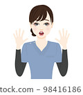 一個穿著令人驚訝的藍色磨砂膏的女人的插圖 98416186