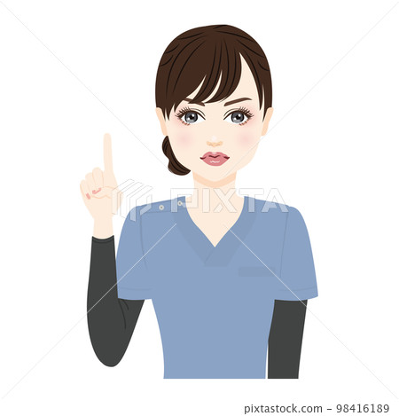 Illustration of a woman wearing a blue scrub Illustration of a woman wearing a blue scrub 98416189