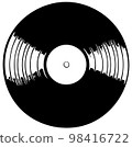 Vintage vinil record with space for tex, retro vinyl record sketch. 98416722