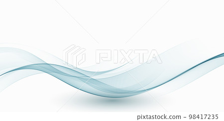 Blue curved lines background, abstract smoky wave flow with shadow on white background. 98417235