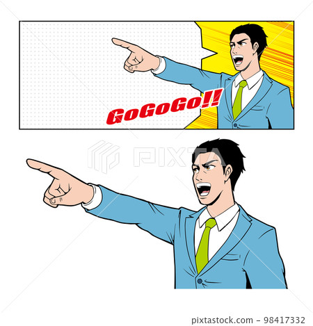 A businessman pointing at an American comic touch 98417332