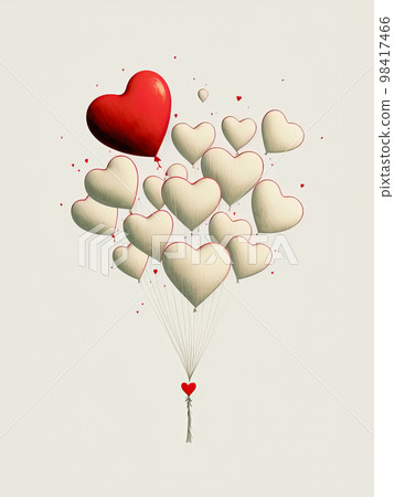 Heart shaped balloons. Heart balloon on white background. Symbol of love. Valentines day background. Love background. Velentines day illustration. 98417466