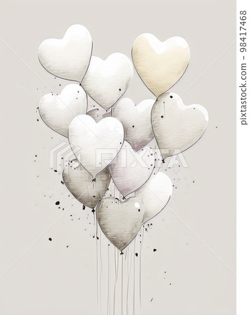 Heart shaped balloons. Heart balloon on white background. Symbol of love. Valentines day background. Love background. Velentines day illustration. 98417468