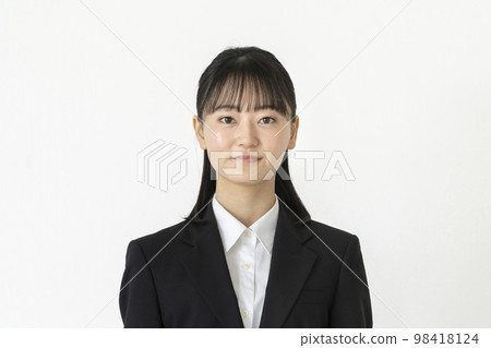 Young woman in a suit, job hunting student, Freshers image, white background portrait Young woman in a suit, job hunting student, Freshers image, white background portrait 98418124
