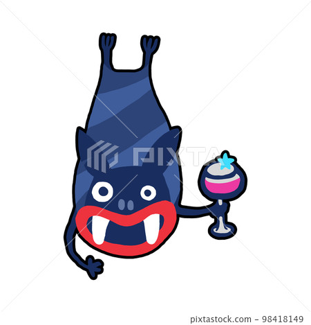Illustration of a bat drinking wine Illustration of a bat drinking wine 98418149