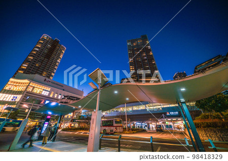 Kawasaki Cityscape, Japan View of Musashikosugi Station, bus rotary, tower apartments in front of Musashikosugi Station, etc. 98418329