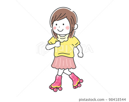 Illustration of a girl playing on roller skates 98418544