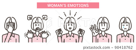 Set of women with expressions of emotions in various poses [vector illustration material] 98418762