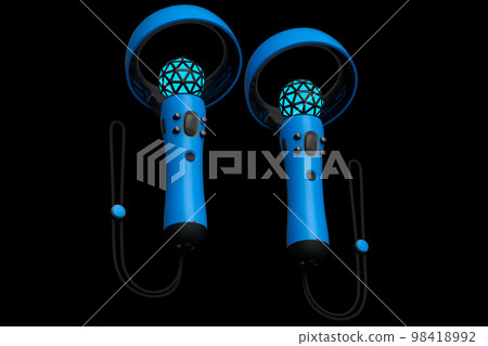 Virtual reality controllers for online and cloud gaming on black background Virtual reality controllers for online and cloud gaming on black background 98418992