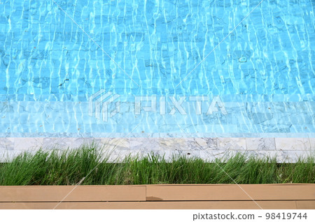 swimming pool in hotel, blue texture background 98419744