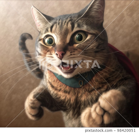 Smiling and happy cat superhero Smiling and happy cat superhero 98420051