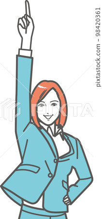指著天空的求職生/事業女性B 指著天空的求職生/事業女性B 98420361