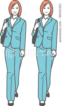 行走的求職者/事業女性B全身 98420362