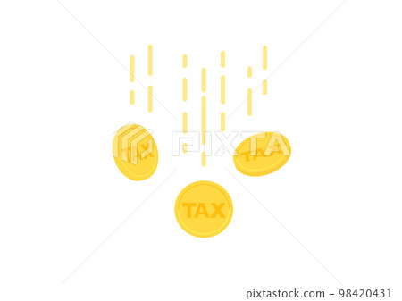 印有TAX印章的落硬幣-減稅、納稅、節稅的形像素材 98420431