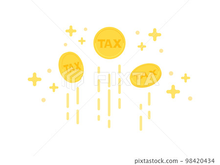 閃閃發光的TAX字樣的瑞星幣-通過納稅申報退稅利用的形像素材 98420434