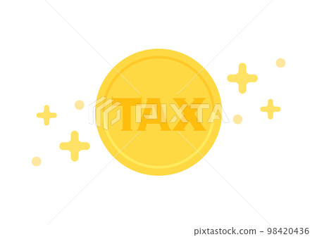 一枚刻有閃閃發光的TAX字母的硬幣-退稅、退稅、節稅圖片素材 98420436