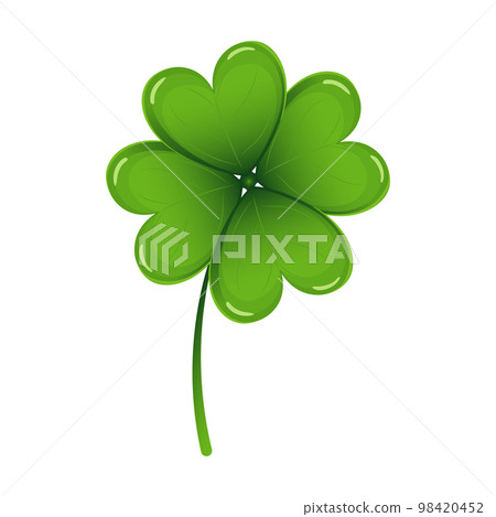 Colorful shamrock leaf with four leaves, symbol of St. Patrick's Day. Illustration, icon, vector Colorful shamrock leaf with four leaves, symbol of St. Patrick's Day. Illustration, icon, vector 98420452