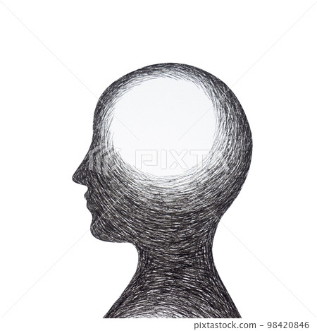 human head chakra body mind mental health healing spiritual connect brain feeling conscious inside black shadow drawing peace energy emotion holistic art watercolor painting illustration 98420846