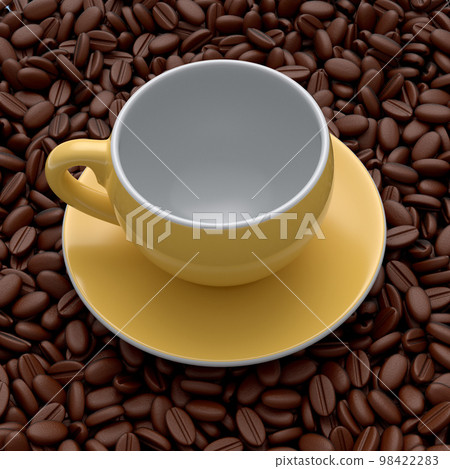 Ceramic coffee cup with coffee beans for americano, espresso, mocha, latte 98422283