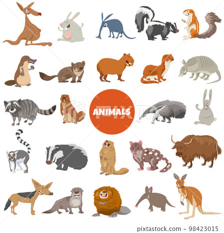 cartoon wild animal characters big set cartoon wild animal characters big set 98423015