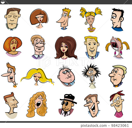 cartoon people characters faces and emotions set 98423061