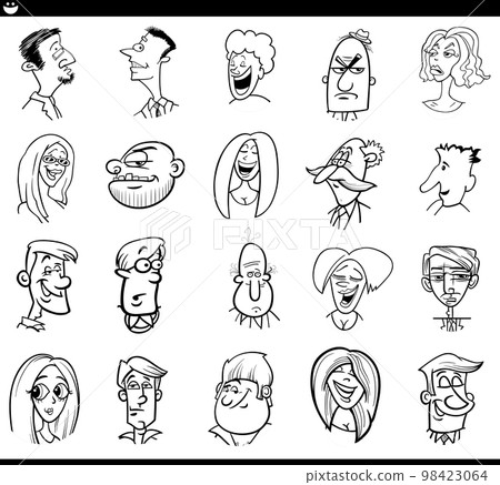 cartoon people characters faces and emotions set 98423064
