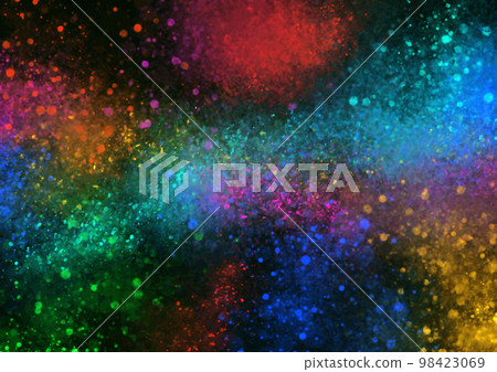 Abstract texture of splashes and drops of colored paint as a full color background 98423069