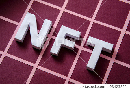 NFT text simol token based on blockchain as a concept of modern online 98423821