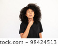 Portrait of unwell young woman suffering from angina 98424513