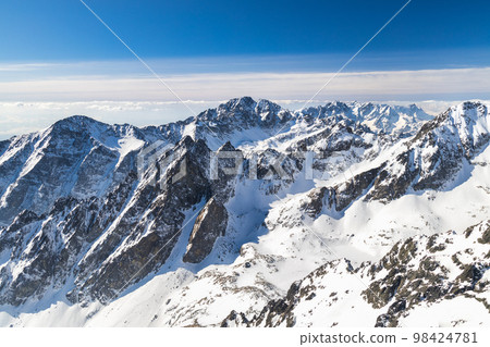 Snowy winter high mountain landscape. 98424781