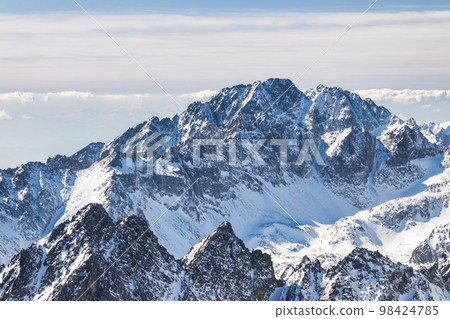 Snowy winter high mountain landscape. 98424785