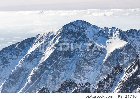 Snowy winter high mountain landscape. 98424786