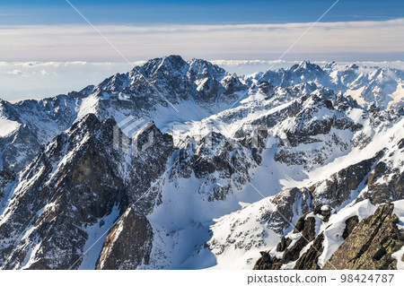 Snowy winter high mountain landscape. 98424787