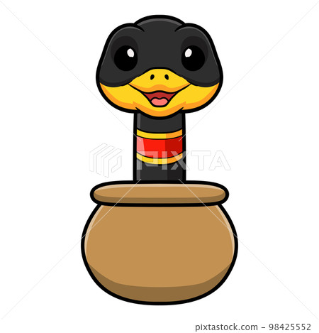 Cute happy coral snake cartoon inside pot 98425552