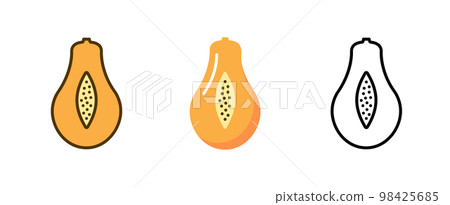 Papaya flat vector fruit icon illustration. Cartoon papaya slice fruit icon design. 98425685