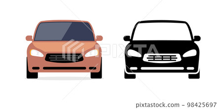 Car front view vector flat icon. Car parking cartoon front design shape 98425697