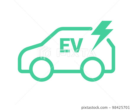 EV car electric vehicle charger logo icon. Hybrid ev car station eco sign green automobile symbol. EV car electric vehicle charger logo icon. Hybrid ev car station eco sign green automobile symbol. 98425701