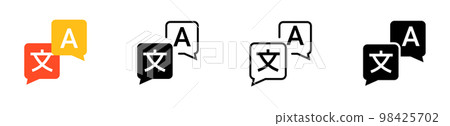 Translator app icon logo. Translate language glossary chinese english bubble phone app symbol vector Translator app icon logo. Translate language glossary chinese english bubble phone app symbol vector 98425702