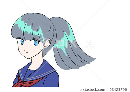 Female student wearing a sailor uniform for the new semester White background Illustration Entrance ceremony Graduation ceremony 98425796