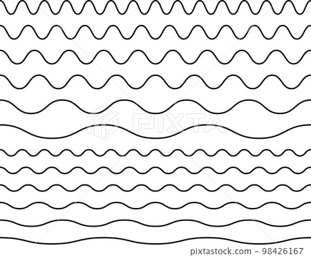 Set of monochrome wavy lines 98426167