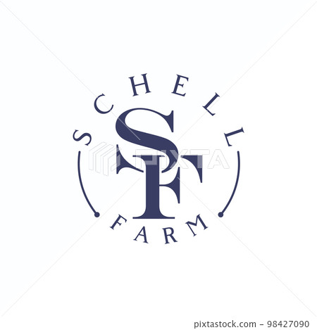 Letter or word SF serif font with merging image graphic icon logo design abstract concept vector stock. Can be used for symbol related to initial or classic 98427090