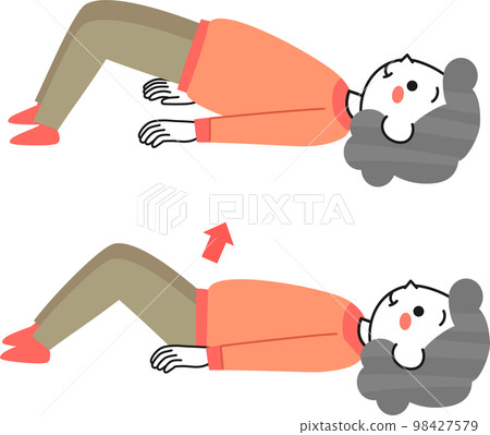 Senior woman doing hip lift exercise 98427579